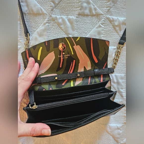 Kate Spade Eva Modern Feather Wallet On A Chain - Chain Strap Is Removable - Picture 3 of 7